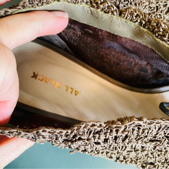 ALL BLACK Brown Crochet Lace Up Loafer Ballet Flats - Picture 8 of 8